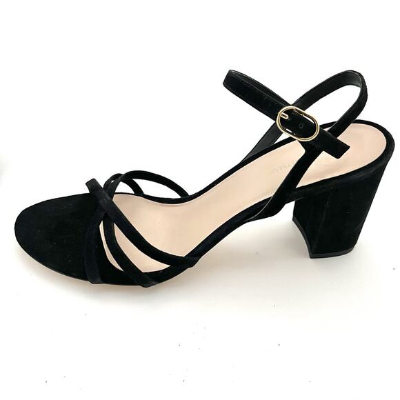 Stuart Weitzman 10.5 Starla Criss Cross Strappy Black Suede Heels Sexy MSRP $475 - Picture 2 of 12